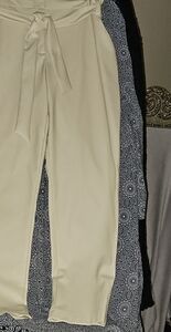NWT Women's New York & Company Leather Cream Tie-Waist Pants